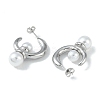 Pearl 304 Stainless Steel Stud Earrings EJEW-U004-07P-2