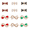 12Pcs 6 Color Brass Micro Pave Cubic Zirconia Links Connectors KK-GA0001-12-1