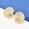 Brass Micro Pave Clear Cubic Zirconia Stud Earrings EJEW-A151-02A-G-1