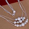 Popular Silver Color Plated Brass 3-strand Snake Chain Necklaces NJEW-BB12672-3