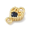 Brass Pave Cubic Zirconia Heart Connector Charms KK-G548-18G-04-2