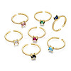 Brass Micro Pave Cubic Zirconia Cuff Rings RJEW-Q165-004-NR-1