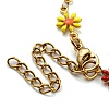 Ion Plating(IP) Golden 304 Stainless Steel Flower Link Chain Bracelets with Enamel BJEW-E088-02G-07-3