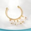 Brass Natural Freshwater Pearl Adjustable Open Cuff Rings for Women RJEW-U064-01G-1