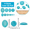 ARRICRAFT 132Pcs 14 Styles Synthetic Turquoise Cabochons TURQ-AR0001-24-2