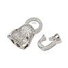 Brass Micro Pave Cubic Zirconia Fold Over Clasps ZIRC-L062-K01-P-1-3