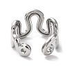 Rack Plating Brass Twist Wave Open Cuff Rings for Women RJEW-Q777-07P-3