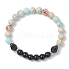 Synthetic Imperial Jasper & Turquoise & Painted Glass Beaded Stretch Bracelet for Women Men BJEW-JB12500-03-2