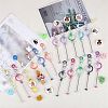 16Pcs 9 Styles Gradient Color Alloy Beadable Bar Keychain for DIY Crafts Jewelry Making KEYC-SZ0001-19-6