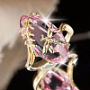 Leaf & Dragonfly Brass Glass Finger Rings FS-WGB6037-05-1