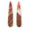 Transparent Resin & Walnut Wood Pendants X-RESI-N039-69D-3