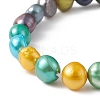 Dyed Natural Pearl Beaded Stretch Bracelet for Kids BJEW-JB09189-01-4