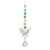 Chakra Glass Beads & Brass Butterfly Hanging Suncatchers HJEW-JM04683-2