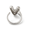 Letter Brass Micro Pave Clear Cubic Zirconia Open Cuff Ring for Women RJEW-N046-03V-P-3