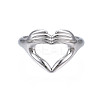 Non-Tarnish 304 Stainless Steel Heart Gesture Open Cuff Ring for Women RJEW-S405-260P-2