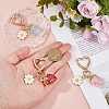 3Pcs 3 Colors Enamel Alloy Flower with Acrylic Strawberry Keychain KEYC-DC0001-31-3
