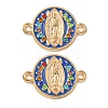 Alloy Micro Pave Colorful Cubic Zirconia Holy Virgin Mary Connector Charms with Enamel FIND-Z061-06G-02-1
