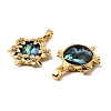Brass & Paua Shell & Clear Cubic Zirconia Pendants KK-G538-09G-2