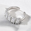 Brass Micro Pave Cubic Zirconia Cuff Open Rings for Women RJEW-L343-16P-04-3