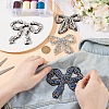 4Pcs 4 Styles Bowknot Glass Rhinestone Beading Flower Applqiues PATC-GO0001-11-3