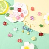 24Pcs 8 Colors Lotus Flower Transparent Glass Connector Charms PALLOY-YW00110-4
