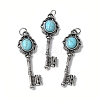 Key Brass Synthetic Turquoise Big Pendants KK-D361-01AS-31-1