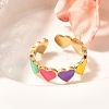 201 Stainless Steel Enamel Open Cuff Ring for Women RJEW-A053-04G-02-1