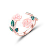 Rose Alloy Enamel Cuff Rings for Women FS-WGBA561-06-2