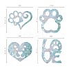 Custom Paw & Heart & Word Love Shape Waterproof PVC Laser Adhesive Stickers DIY-WH0256-004-3