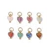 Natural Mixed Gemstone Heart Charms PALLOY-JF04905-01-1