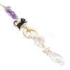 Teardrop Glass & Natural Amethyst Beads Hanging Suncatchers HJEW-JM04611-4