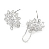 Hollow Flower Brass Micro Pave Cubic Zirconia Stud Earrings Finding KK-E083-14P-2
