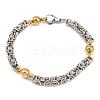 201 Stainless Steel Byzantine Chain Bracelets for Women BJEW-B143-11GP-4