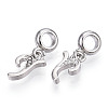 Platinum Rack Plating Alloy Rhinestone European Dangle Charms PALLOY-T048-36P-Y-2