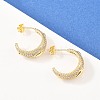 C-Shaped Brass Micro Pave Clear Cubic Zirconia Stud Earrings LS-EJEW-A151-01G-1