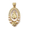Brass Micro Pave Cubic Zirconia ABS Imitation Pearl Pendants KK-D328-02G-A-1