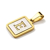 PVD Vacuum Plating 304 Stainless Steel Pave Natural White Shell Pendants STAS-S130-03G-E-2