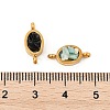 Natural Mixed Gemstone Chip 304 Stainless Steel Oval Connector Charms KK-P300-11G-3
