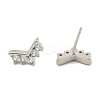 Brass Micro Pave Clear Cubic Zirconia Stud Earrings EJEW-R016-26P-06-4