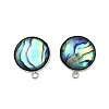 304 Stainless Steel Pave Natural Paua Shell Stud Earring Findings STAS-Z125-10P-1