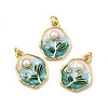 Brass Enamel Pendants KK-K302-19B-G-1