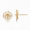 Brass Micro Pave Clear Cubic Zirconia Earring Findings KK-S356-130G-NF-3