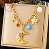 304 Stainless Steel with Plastic Bib Necklaces for Women NJEW-K300-04G-1