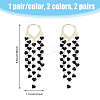 2 Pairs 2 Colors Dyed Natural Quartz Crystal Chips Tassel Earrings EJEW-FI0001-85-2