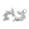 Rack Plating Brass Pave Clear Cubic Zirconia Connector Charms KK-K273-08P-2