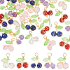 30Pcs 6 Styles Natural Lapis Lazuli & Carnelian & Rose Quartz & Amethyst & Synthetic Moonstone Round Copper Wire Wrapped Pendants PALLOY-GA00028-1