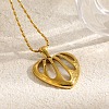 304 Stainless Steel & Natural White Shell Hollow Heart Pendant Necklaces for Women SA-CBAD22F-06G-1