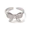 Brass Micro Pave Cubic Zirconia Open Cuff Ring RJEW-K256-58D-P-2