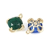 Brass Micro Pave Clear Cubic Zirconia Pendants KK-H257-10G-2