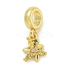 Rack Plating Brass Pave Colorful Cubic Zirconia Flower European Dangle Charms KK-Z067-34G-1